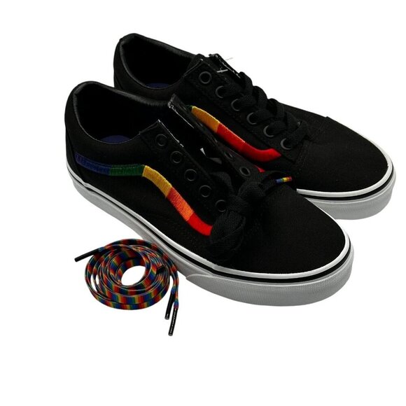 Vans Old Skool Sneakers 3.5‎ Men 5 Women Black Rainbow Embroidery Sole Laces New - Picture 4 of 9